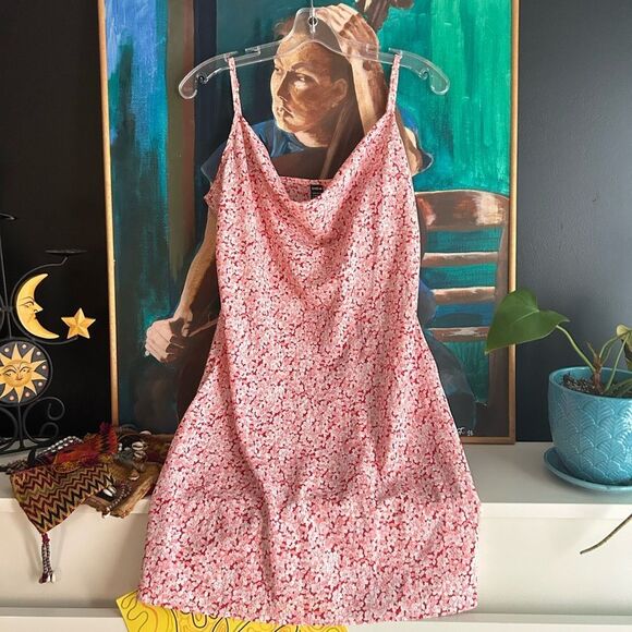 SHEIN Pink Floral Pattern Slip Dress L - Picture 1 of 16